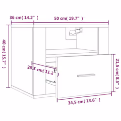 vidaXL 1/2x Wall-mounted Bedside Cabinet Floating Bedside Unit Multi Colours - Black, 1 x Bedside cabinet - Additional view 9
