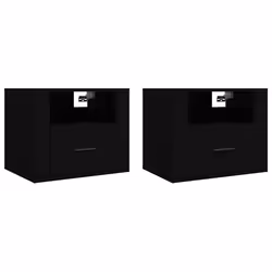 vidaXL 1/2x Wall-mounted Bedside Cabinet Floating Bedside Unit Multi Colours - Black, 2 x Bedside cabinet