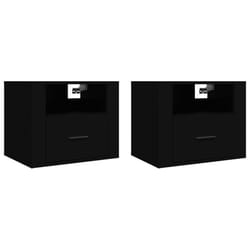 vidaXL 1/2x Wall-mounted Bedside Cabinet Floating Bedside Unit Multi Colours - Black, 2 x Bedside cabinet