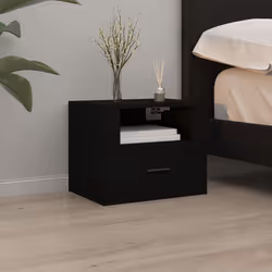 vidaXL 1/2x Wall-mounted Bedside Cabinet Floating Bedside Unit Multi Colours - Black, 2 x Bedside cabinet