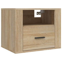 vidaXL 1/2x Wall-mounted Bedside Cabinet Floating Bedside Unit Multi Colours - Sonoma oak, 1 x Bedside cabinet