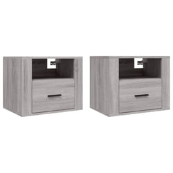 vidaXL 1/2x Wall-mounted Bedside Cabinet Floating Bedside Unit Multi Colours - Grey sonoma, 2 x Bedside cabinet