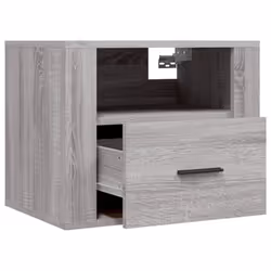 vidaXL 1/2x Wall-mounted Bedside Cabinet Floating Bedside Unit Multi Colours - Grey sonoma, 2 x Bedside cabinet - Additional view 5