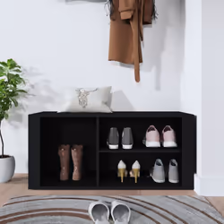 vidaXL Shoe Cabinet Engineered Wood Home Shoe Storage Organiser Multi Colours - Black - Additional view 2