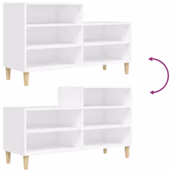 vidaXL Shoe Cabinet Engineered Wood Shoe Storage Rack Organiser Multi Colours - White - Additional view 6