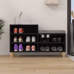 vidaXL Shoe Cabinet Engineered Wood Shoe Storage Rack Organiser Multi Colours - Black