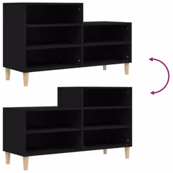 vidaXL Shoe Cabinet Engineered Wood Shoe Storage Rack Organiser Multi Colours - Black - Additional view 6