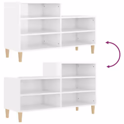 vidaXL Shoe Cabinet Engineered Wood Shoe Storage Rack Organiser Multi Colours - High gloss white - Additional view 6