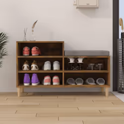 vidaXL Shoe Cabinet Engineered Wood Shoe Storage Rack Organiser Multi Colours - Smoked oak