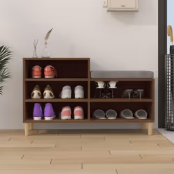 vidaXL Shoe Cabinet Engineered Wood Shoe Storage Rack Organiser Multi Colours - Brown oak