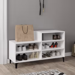vidaXL Shoe Cabinet Engineered Wood Home Shoe Cupboard Organiser Multi Colours - White - Additional view 5