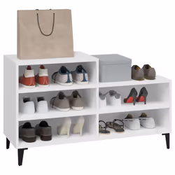 vidaXL Shoe Cabinet Engineered Wood Home Shoe Cupboard Organiser Multi Colours - White - Additional view 6