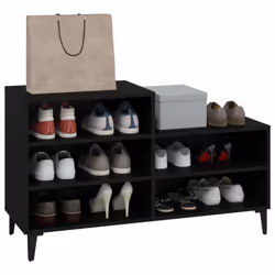 vidaXL Shoe Cabinet Engineered Wood Home Shoe Cupboard Organiser Multi Colours - Black - Additional view 6