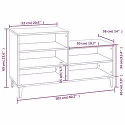 vidaXL Shoe Cabinet Engineered Wood Home Shoe Cupboard Organiser Multi Colours - Black - Additional view 8