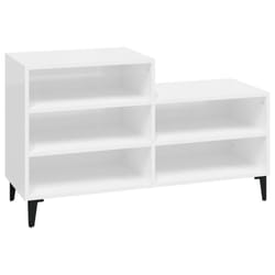 vidaXL Shoe Cabinet Engineered Wood Home Shoe Cupboard Organiser Multi Colours - High gloss white