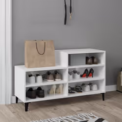 vidaXL Shoe Cabinet Engineered Wood Home Shoe Cupboard Organiser Multi Colours - High gloss white - Additional view 5