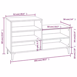 vidaXL Shoe Cabinet Engineered Wood Home Shoe Cupboard Organiser Multi Colours - Concrete grey - Additional view 8