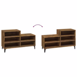 vidaXL Shoe Cabinet Engineered Wood Home Shoe Cupboard Organiser Multi Colours - Smoked oak - Additional view 4