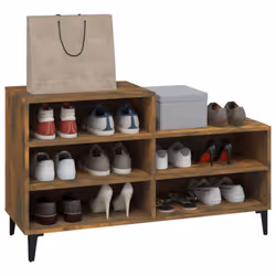vidaXL Shoe Cabinet Engineered Wood Home Shoe Cupboard Organiser Multi Colours - Smoked oak - Additional view 6