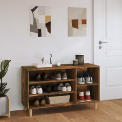 vidaXL Shoe Cabinet Engineered Wood Shoe Storage Shelf Organiser Multi Colours - Smoked oak