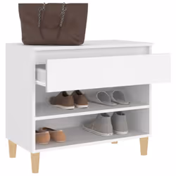 vidaXL Shoe Cabinet Engineered Wood Home Shoe Storage Organiser Multi Colours - White - Additional view 4