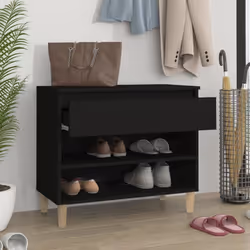 vidaXL Shoe Cabinet Engineered Wood Home Shoe Storage Organiser Multi Colours - Black
