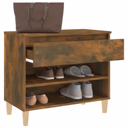vidaXL Shoe Cabinet Engineered Wood Home Shoe Storage Organiser Multi Colours - Smoked oak - Additional view 4