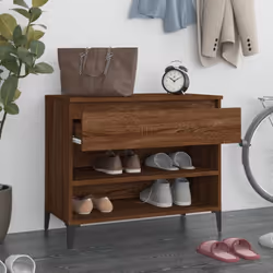 vidaXL Shoe Cabinet Engineered Wood Storage Rack Unit Stand Multi Colours - Smoked oak - Additional view 2