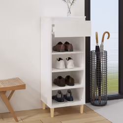 vidaXL Shoe Cabinet Engineered Wood Home Shoe Storage Organiser Multi Colours - White - Additional view 5