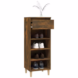 vidaXL Shoe Cabinet Engineered Wood Home Shoe Storage Organiser Multi Colours - Smoked oak - Additional view 6