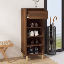 vidaXL Shoe Cabinet Engineered Wood Home Shoe Storage Organiser Multi Colours - Brown oak - Additional view 5