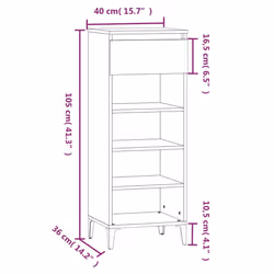 vidaXL Shoe Rack Engineered Wood Shoe Storage Cabinet Cupboard Multi Colours - concrete grey - Additional view 3