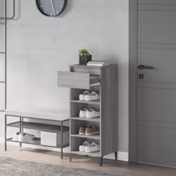 vidaXL Shoe Rack Engineered Wood Shoe Storage Cabinet Cupboard Multi Colours - grey sonoma - Additional view 5