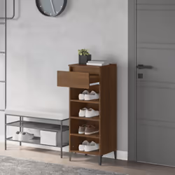 vidaXL Shoe Rack Engineered Wood Shoe Storage Cabinet Cupboard Multi Colours - brown oak - Additional view 2