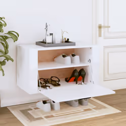 vidaXL Wall-mounted Shoe Cabinet Engineered Wood Shoe Organiser Multi Colours - High gloss white