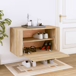 vidaXL Wall-mounted Shoe Cabinet Engineered Wood Shoe Organiser Multi Colours - Sonoma oak