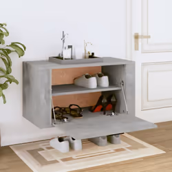 vidaXL Wall-mounted Shoe Cabinet Engineered Wood Shoe Organiser Multi Colours - Concrete grey