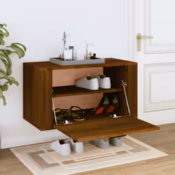 vidaXL Wall-mounted Shoe Cabinet Engineered Wood Shoe Organiser Multi Colours - Brown oak