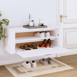 vidaXL Wall Shoe Cabinet Engineered Wood Shoe Storage Organiser Multi Colours - White