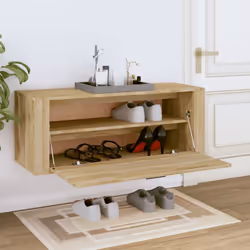 vidaXL Wall Shoe Cabinet Engineered Wood Shoe Storage Organiser Multi Colours - Sonoma oak