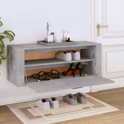 vidaXL Wall Shoe Cabinet Engineered Wood Shoe Storage Organiser Multi Colours - Concrete grey