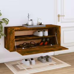 vidaXL Wall Shoe Cabinet Engineered Wood Shoe Storage Organiser Multi Colours - Smoked oak