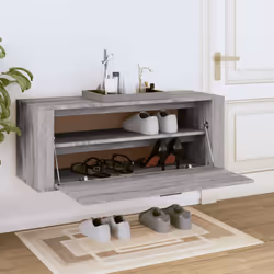 vidaXL Wall Shoe Cabinet Engineered Wood Shoe Storage Organiser Multi Colours - Grey sonoma