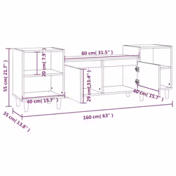 vidaXL TV Cabinet Engineered Wood Home Sideboard Media Cabinet Multi Colours - smoked oak - Additional view 9