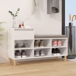 vidaXL Shoe Cabinet High Gloss White Engineered Wood Shoe Storage Cupboard