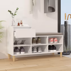 vidaXL Shoe Cabinet High Gloss White Engineered Wood Shoe Storage Cupboard