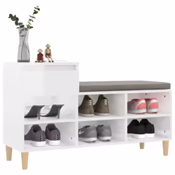 vidaXL Shoe Cabinet High Gloss White Engineered Wood Shoe Storage Cupboard