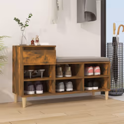 vidaXL Shoe Cabinet Smoked Oak Engineered Wood Shoe Storage Organiser Cupboard