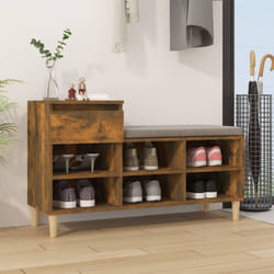 vidaXL Shoe Cabinet Smoked Oak Engineered Wood Shoe Storage Organiser Cupboard