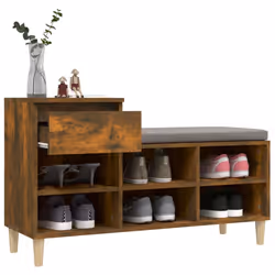 vidaXL Shoe Cabinet Smoked Oak Engineered Wood Shoe Storage Organiser Cupboard - Additional view 4